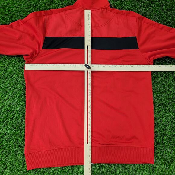 ADIDAS Trefoil Track Jacket Large 22x27 Red Black Trim - Picture 3 of 16
